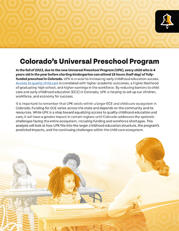 PDF Report cover featuring a classroom with a golden pattern