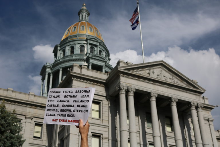 protest outside of Denver capitol