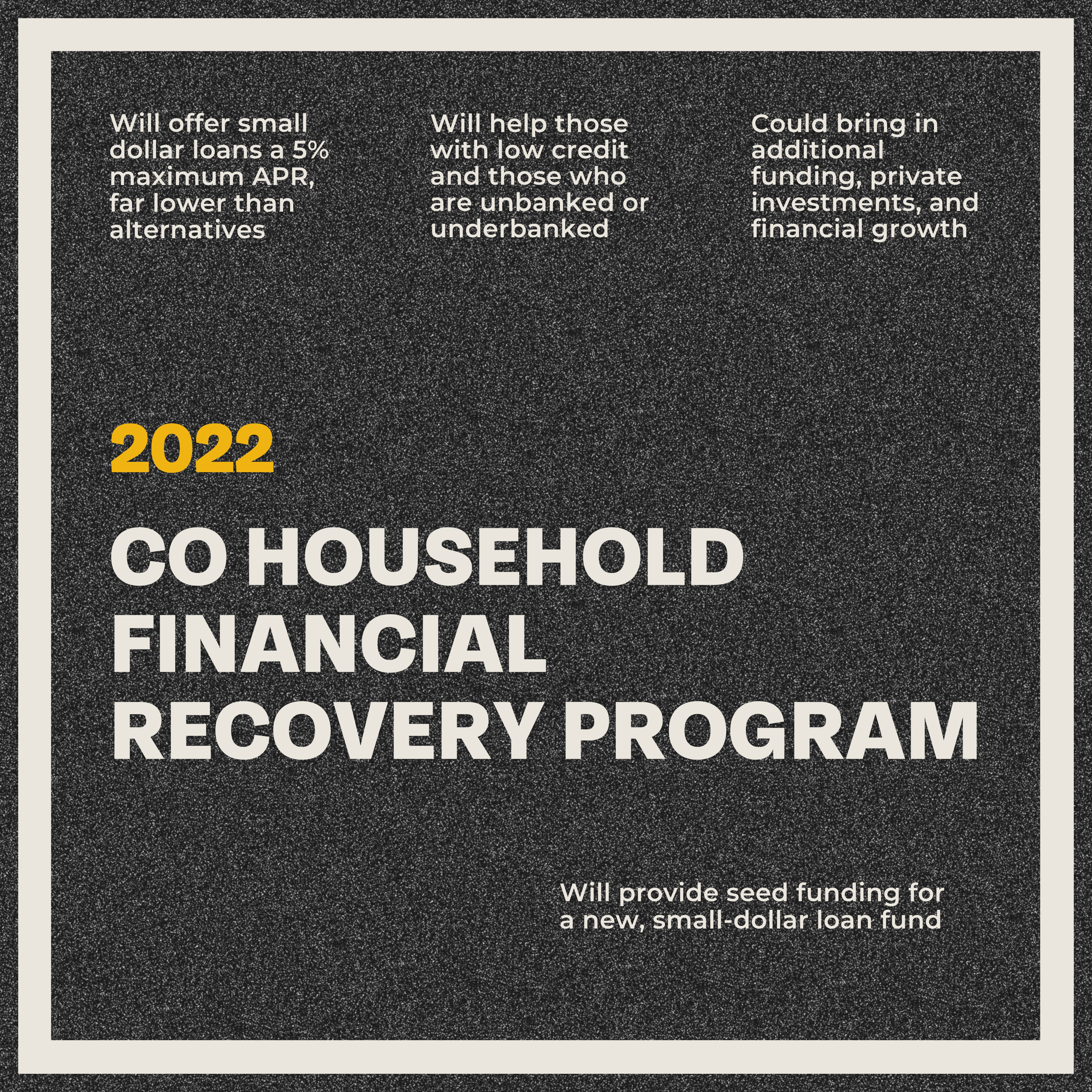 Textual overview of the 2022 colorado household financial recovery program highlighting its key initiatives and funding strategies.