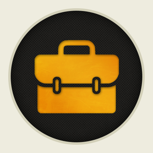 Yellow briefcase icon representing ARPA federal funding on a black textured background within a circle.