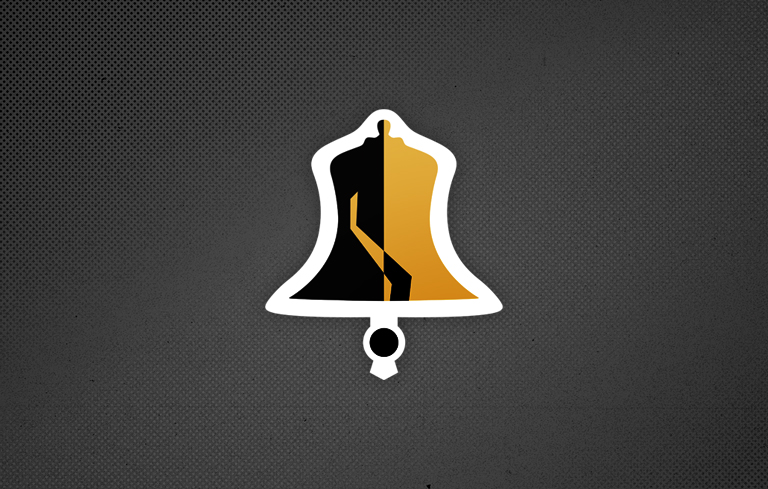Graphic of a bell with a silhouette of a person inside, symbolizing economic mobility.